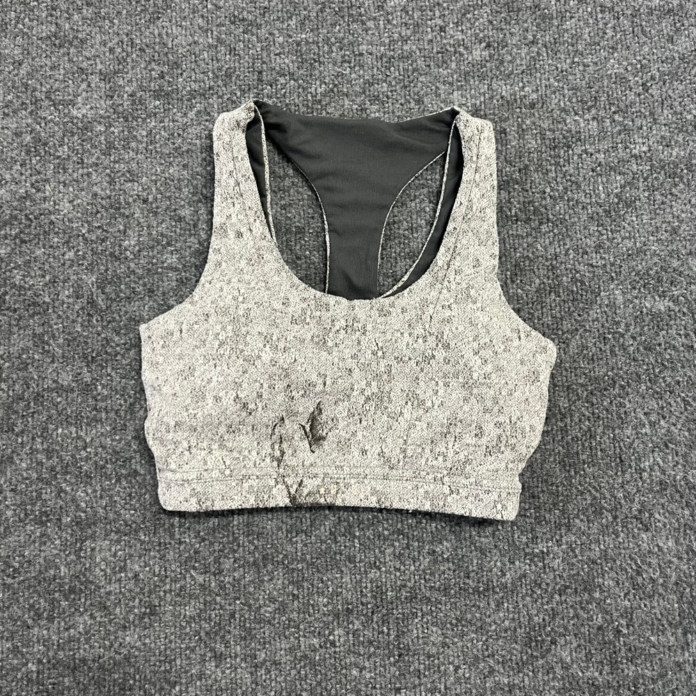 Gymshark Sports Bra Womens Size XS Gray Marl Dry Racerback Athletic Stain